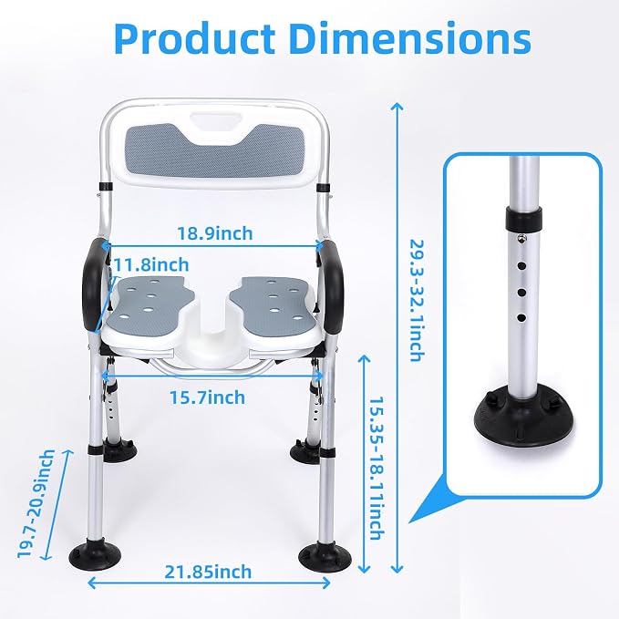 Shower Chair for Inside Shower, Foldable Shower Chair for Elderly and Disabled - Image 3