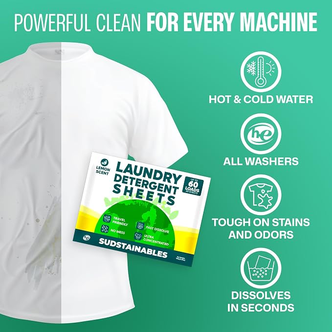 Sudstainables Laundry Detergent Sheets 60 Loads – Dissolvable Laundry Sheet - Image 4