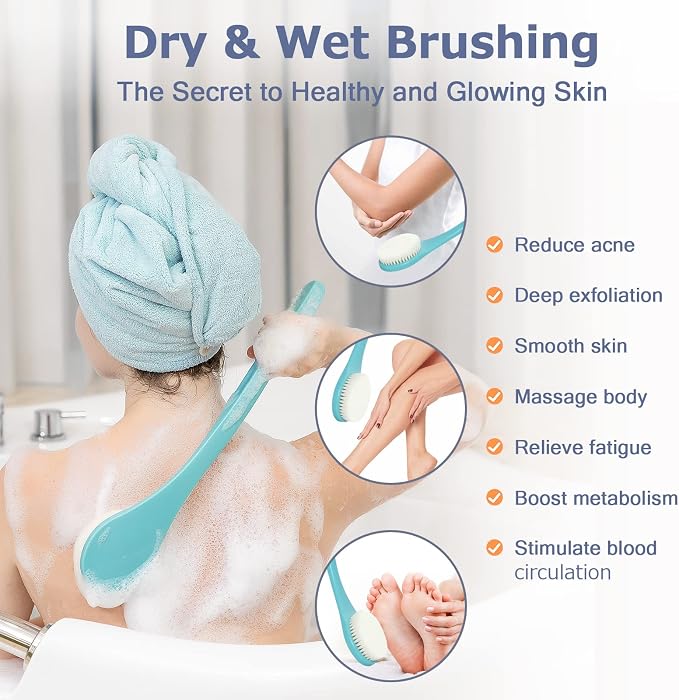 Body Back Scrubber – 17'' Long Handle Shower Brush, Durable Exfoliator - Image 6