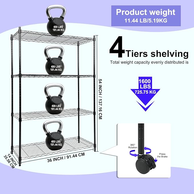 Whitmor 4 Tier Storage Shelving, Heavy Duty - Image 3