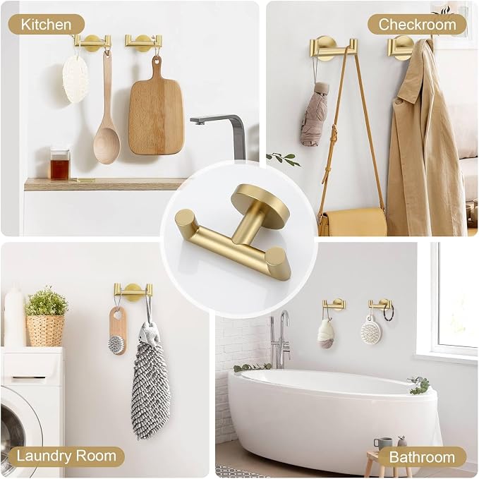 10-Piece Brushed Gold Towel Bar Set Bathroom Hardware Set Include 23.6in Towel - Image 4