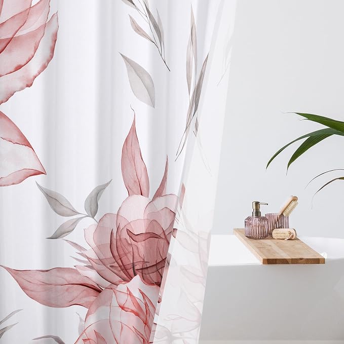 Small Stall Boho Watercolor Floral Shower Curtain 36 x 72, Artistic Narrow Half - Image 3