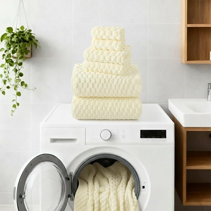 REDKISS Cream Extra Large Bath Towels Set of 6-35"x70" Oversized Bath Sheets - Image 6