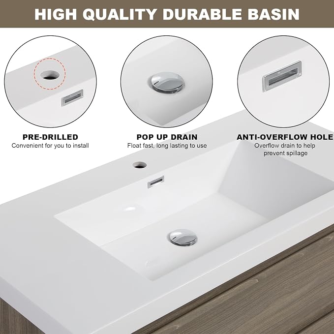 Floating Vanity Bathroom, 42 Inch Bathroom Vanity - Image 4