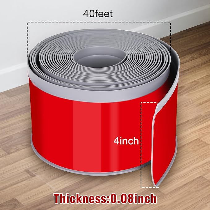 Vinyl Baseboard Molding Trim 4 Inch x 40 Feet Peel and Stick Baseboard Trim - Image 2