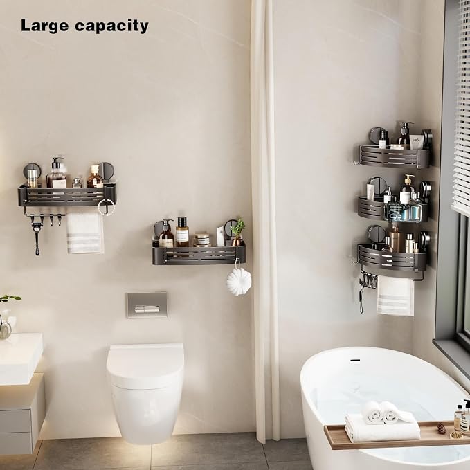 VOLPONE Corner Shower Caddy Suction Cup Shower Shelf Corner No Drilling - Image 4