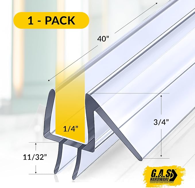 1/4" Frameless Glass Shower Door Bottom Sweep – 40" Ultra-Clear Drip Rail Seal - Image 4