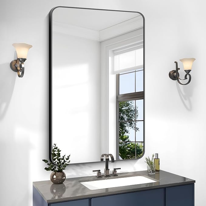 BONEWEI 30x48 inch Bathroom Mirror, Wall Mounted Bathroom Frame Vanity Mirror - Image 2