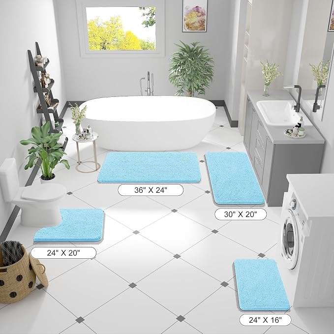 OLANLY Bathroom Rugs 36x24, Extra Soft Absorbent Chenille Bath Rugs, Rubber - Image 2