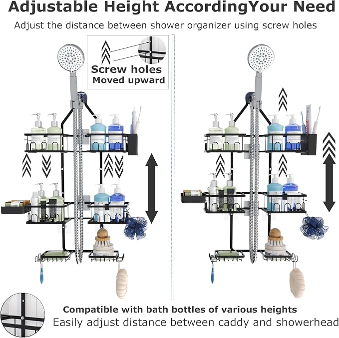 Shower Caddy Hanging Upgraded Adjustable Rustproof Shower Caddy Shower Organizer - Image 7