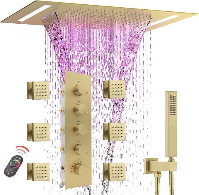 Multi Full Body Thermostatic Luxury Spa Shower System And 14x20 Inch LED 4 by NPYSVSSS