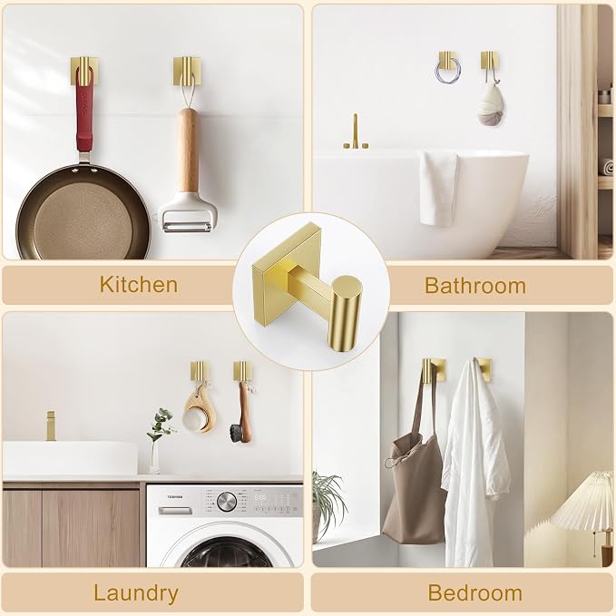 5 Pieces Bathroom Hardware Set Brushed Gold Towel Bar Set Includes 23.6” Towel - Image 5