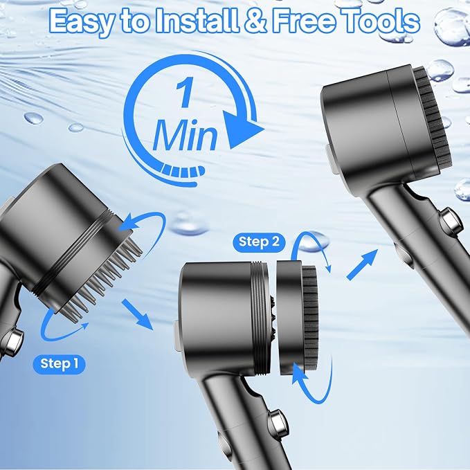 Filtered Shower Head with Handheld, High Pressure Water Flow and Multiple Spray - Image 2