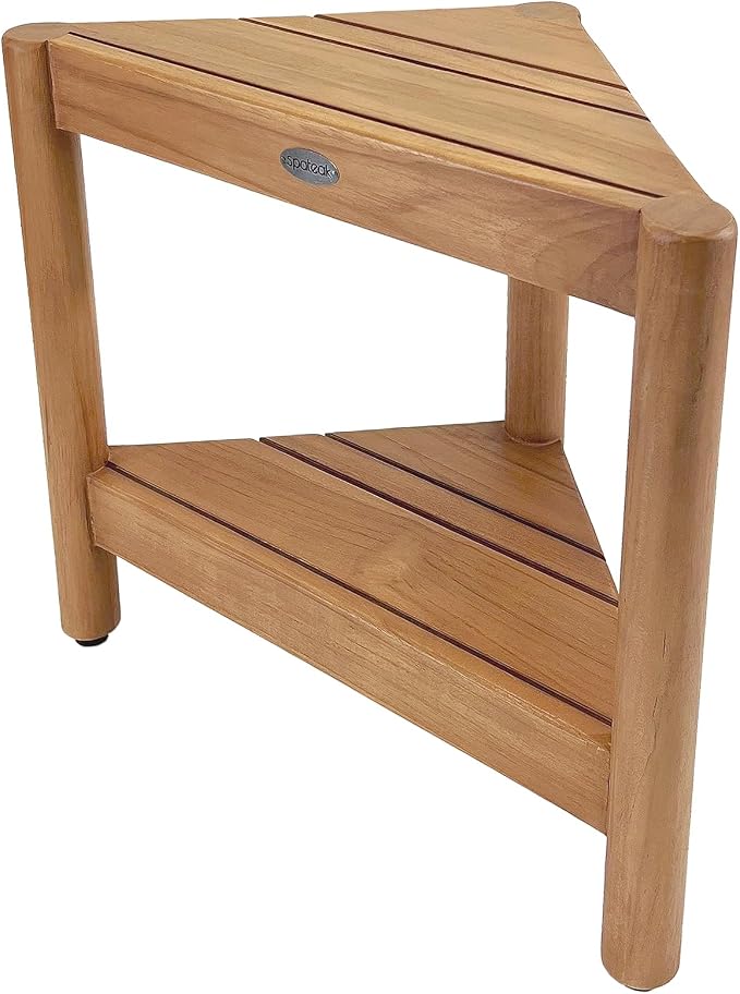 Asta Select Solid Teak Corner Shower Stool, Poratble Teak Wood - Image 6