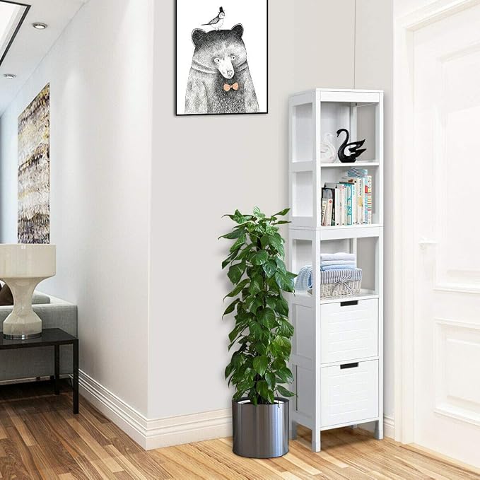 Tangkula Tall Bathroom Storage Cabinet, Freestanding 57" H Tall Slim Bathroom - Image 5