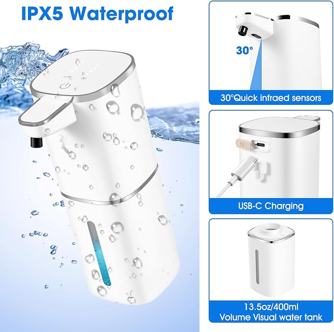 2 Pack Automatic Liquid Soap Dispenser, Touchless Soap Dispenser, 13.5oz/400ml - Image 4