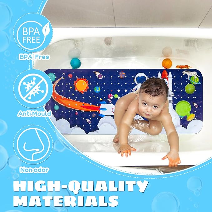 Baby Bath Mat for Tub Non Slip Kids Bathtub Mat Extra Long 40X16 Inch Toddler - Image 2