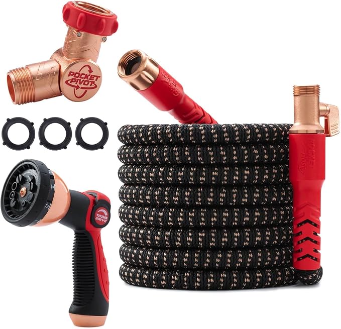 Pocket Hose Copper Head UV w/Pocket Pivot, Expandable Garden Hose 75 FT w/10 by PocketHose