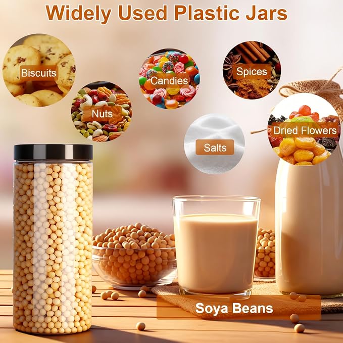 Plastic Jars with Lids, OBKJJ 34 PCS 16 OZ Large Capacity Clear Storage - Image 4