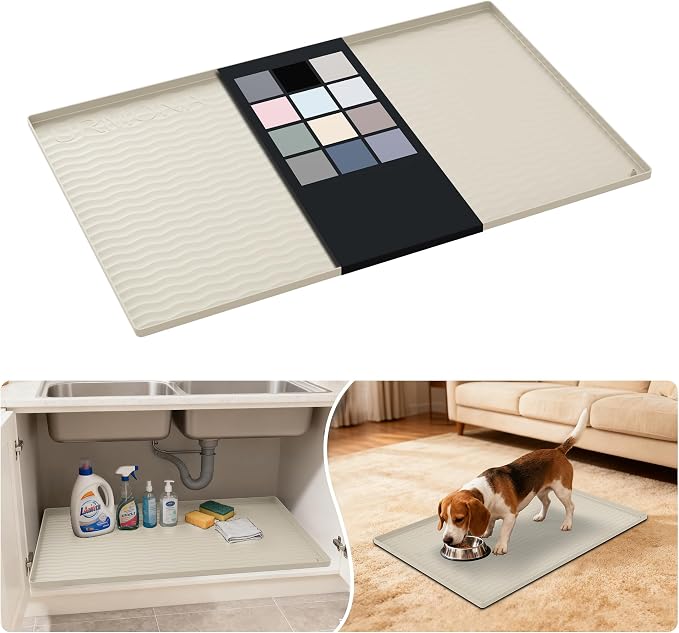 URMONA Waterproof Silicone Under Sink Mat 34'' x 22'' Shelf Liner by URMONA