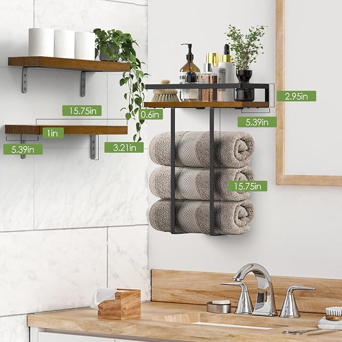 Towel Racks for Bathroom-Wall Mounted Floating Shelves for Wall Bathroom - Image 2