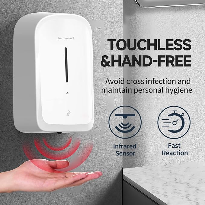 JETWELL Automatic Touch-Less Wall Mount Hand Soap Dispenser Liquid Drop Battery - Image 4