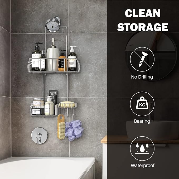 Epicano Anti-Swing Hanging Shower Caddy Stainless Steel 304, Over Head Shower - Image 2