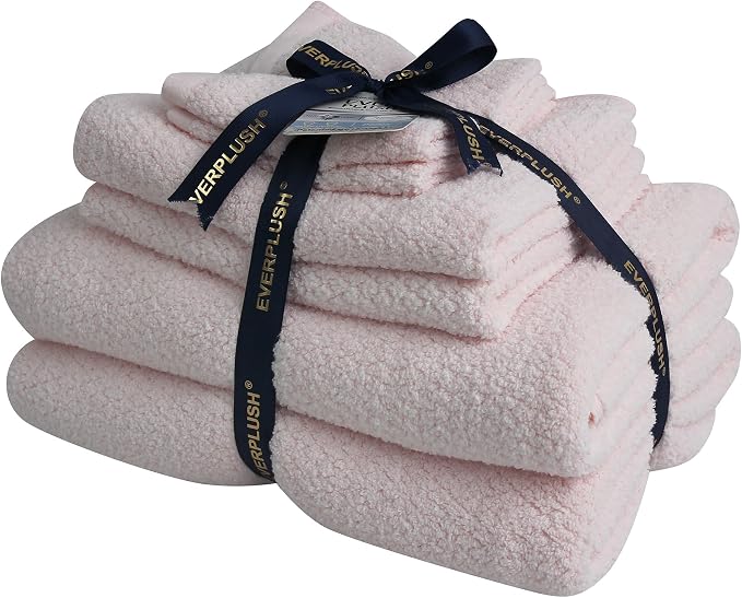 Everplush Diamond Jacquard 6 Pieces Bath Towel Set, Luxury Super Soft Oversized - Image 5