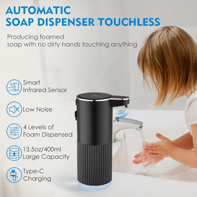 Automatic Foaming Soap Dispenser, 4-Level Adjustable Electric Foam Hand Soap - Image 2