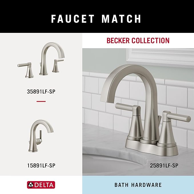 Delta Faucet Becker 3-Piece Bathroom Set, SpotShield Brushed Nickel, Toilet - Image 6