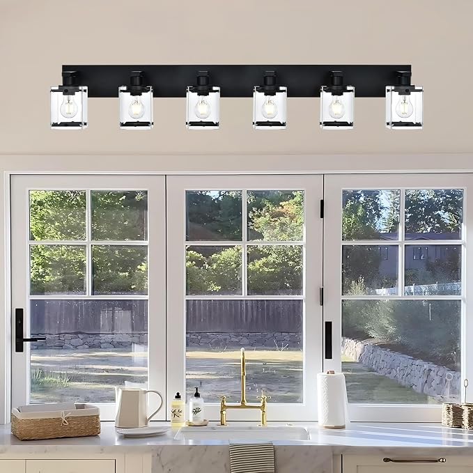 6-Light Bathroom Light Fixture Black Finish, Modern Vanity Lighting - Image 8