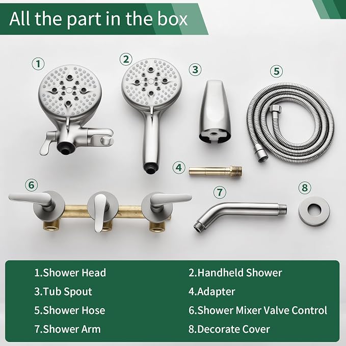 3 Handle Shower Faucet Set Shower System - Image 7