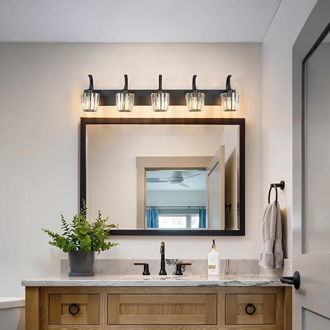 Modern Bathroom Vanity Light, 5-Light Black Wall Sconce - Image 3