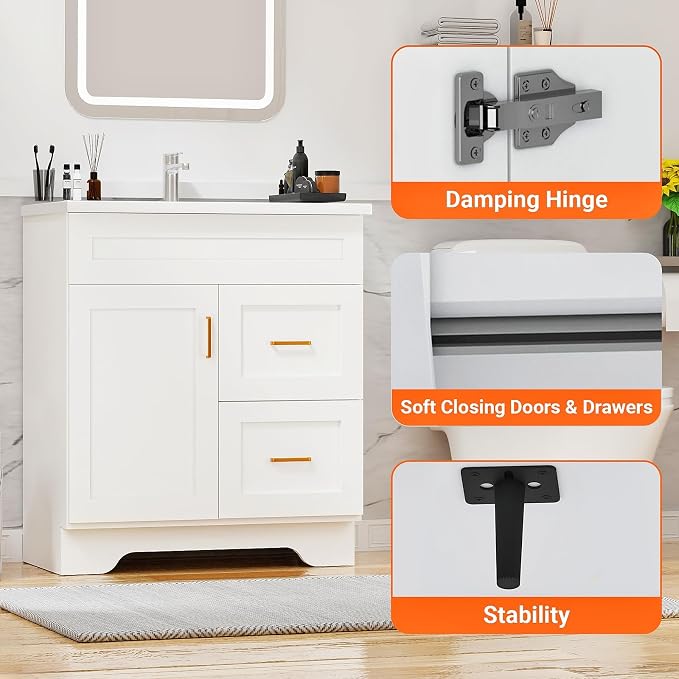 30-Inch Premium Wooden Bathroom Vanity - Image 7