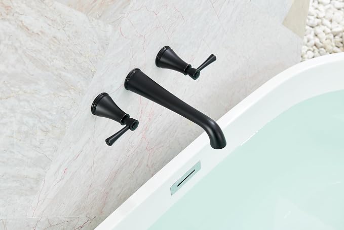 SITGES High Flow Matte Black Wall Mount Bathtub Faucet - Image 3