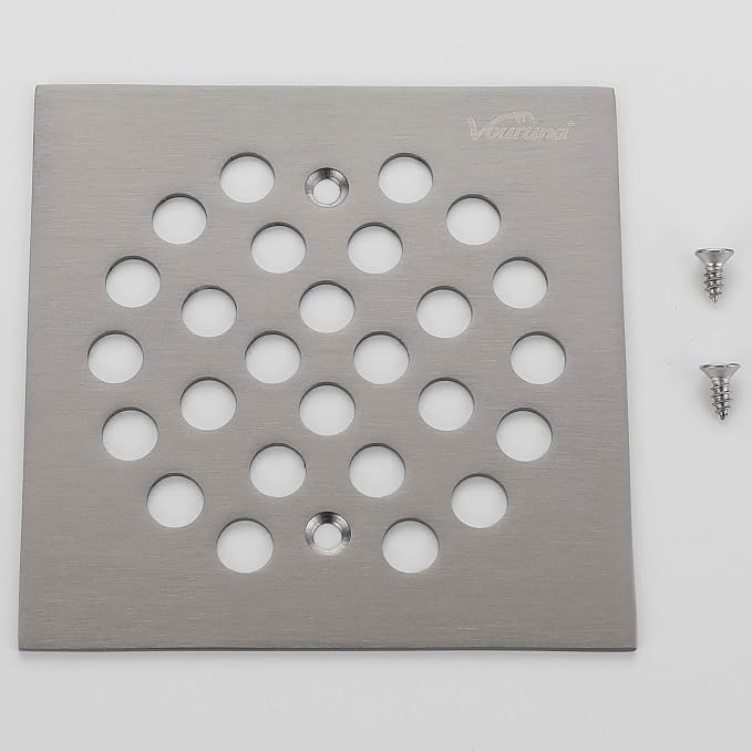 Square 4-1/4 inch Screw-in Shower Floor Drain Grate Strainer - Image 6