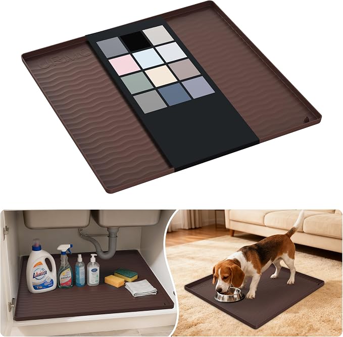 URMONA Waterproof Silicone Under Sink Mat 19'' x 19'' Shelf Liner by URMONA