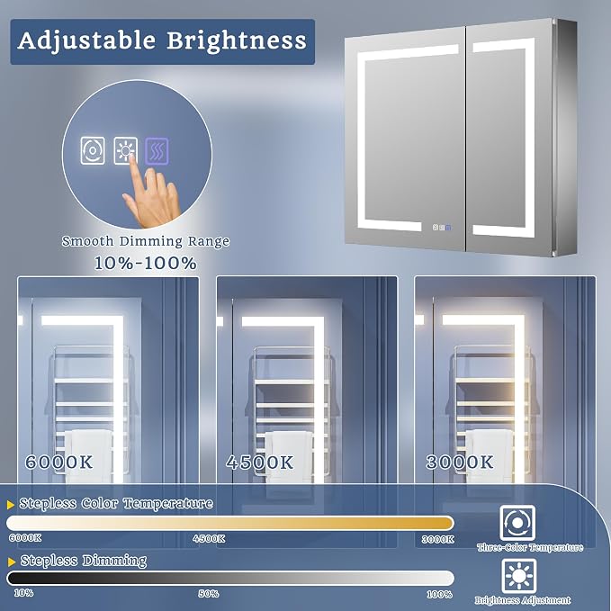 ExBrite LED Lighted Bathroom Medicine Cabinet - Image 3