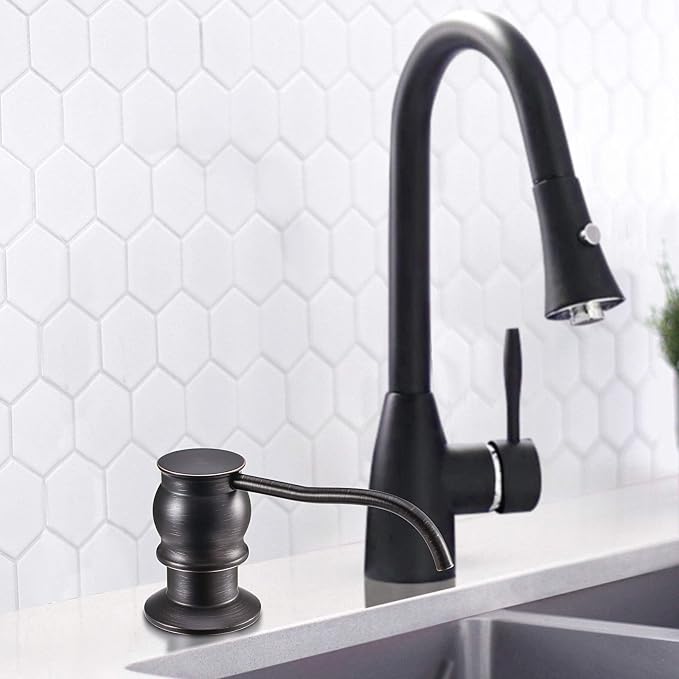 Samodra Kitchen Sink Soap/Lotion Dispenser, Brass Pump Head Oil Rubbed Bronze - Image 8