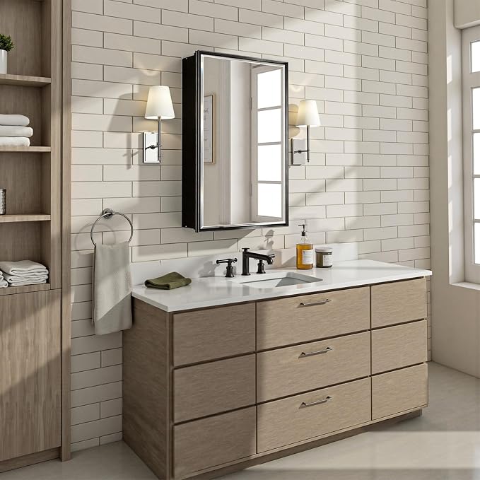 16x26 Pre-Assembled Black Medicine Cabinet - Image 8