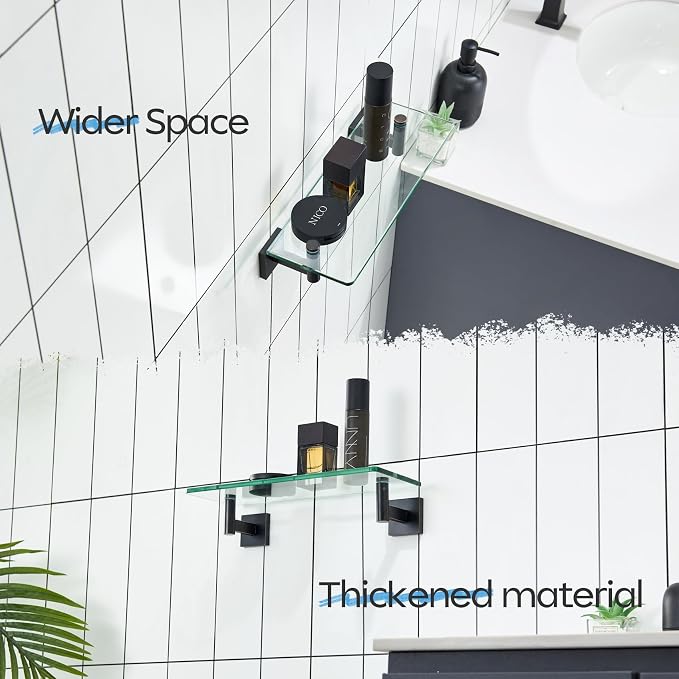 KOKOSIRI Wall Shelves Bathroom Hardware Glass Floating Shelf Small Hanging Rack - Image 6