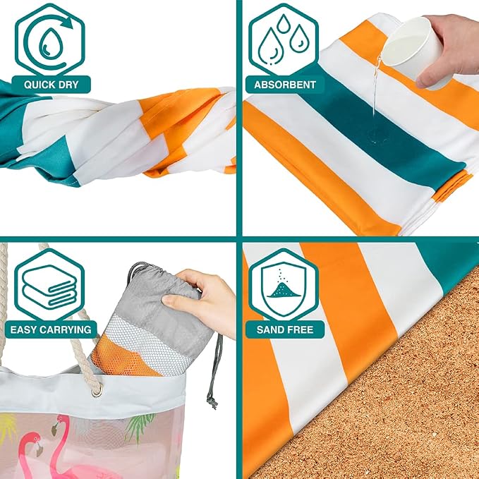 SUN CUBE Microfiber Beach Towel, Quick Dry Sand Free Beach Towel, Lightweight - Image 4