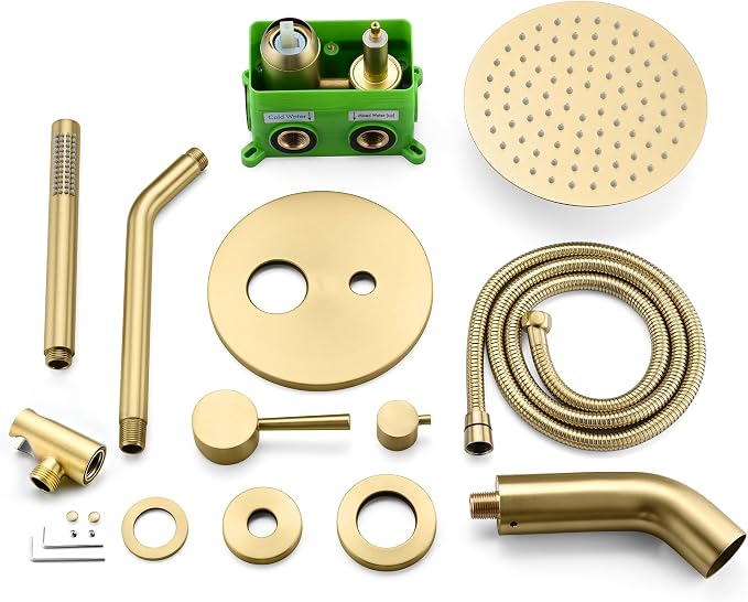 SUMERAIN Shower System with Tub Spout and Handheld Shower, Brass Rain Shower - Image 8