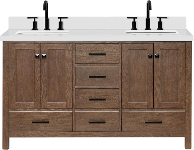 ARIEL Cambridge 61 Inch Double Rectangular Sink Bathroom Vanity - Image 11