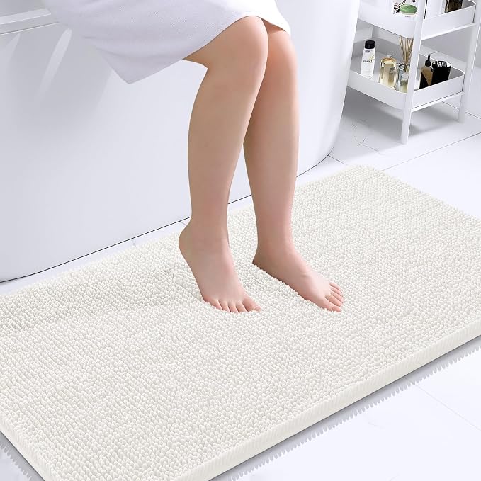 OLANLY Bathroom Rugs 44x24, Extra Soft Absorbent Chenille Bath Rugs, Rubber by OLANLY