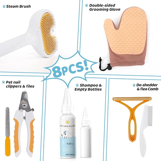 Pet Steam Brush for Dog & Cat – 3-in-1 Spray Hair Removal Comb for Shedding & - Image 2