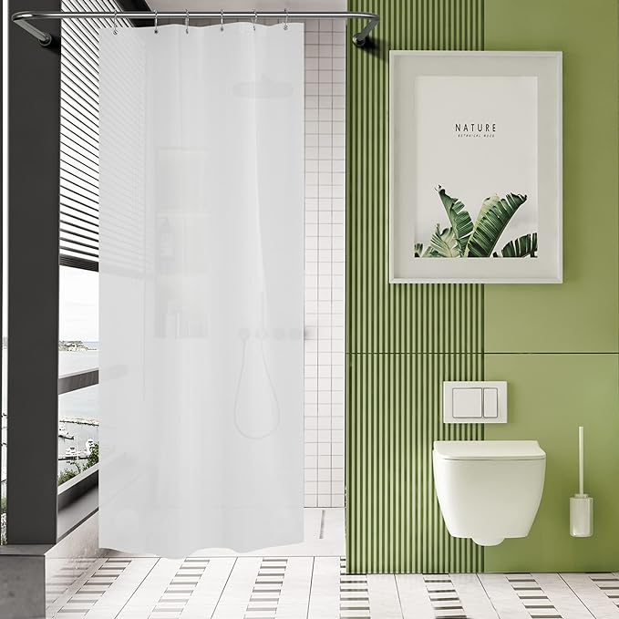 AmazerBath Plastic Small 36 x 72 Narrow Frosted, PEVA Cute Stall Shower Liner by AmazerBath