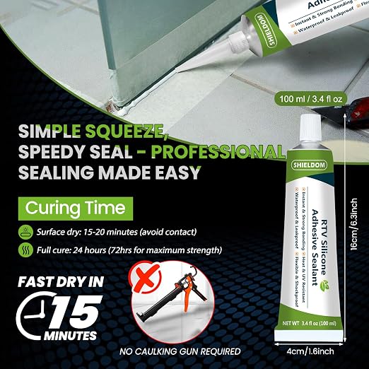 RTV Silicone Adhesive Sealant 100% Silicone Sealer All-Purpose Caulk Waterproof - Image 5