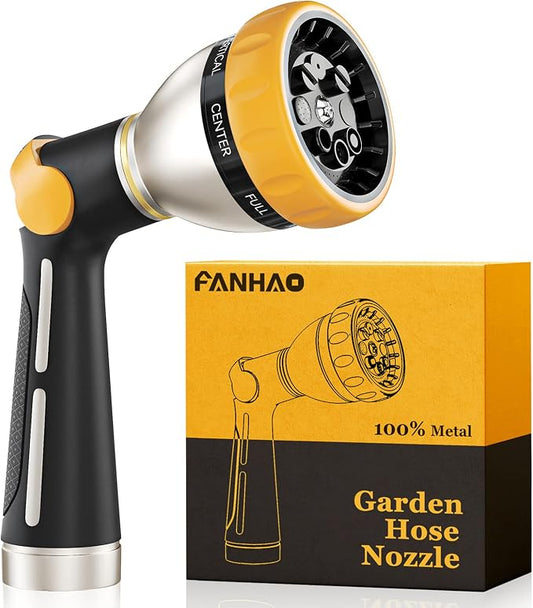 FANHAO Garden Hose Nozzle, 100% Heavy Duty Metal Spray Nozzle by FANHAO