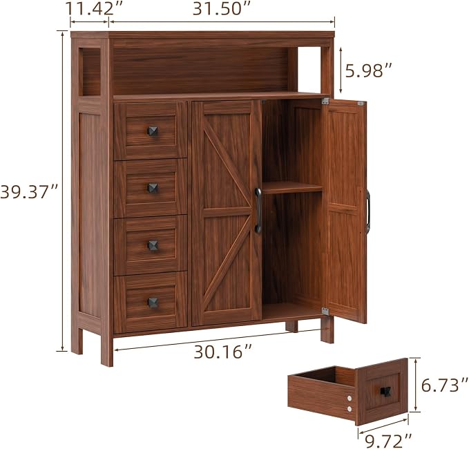 Vabches Farmhouse Storage Cabinet - Image 2